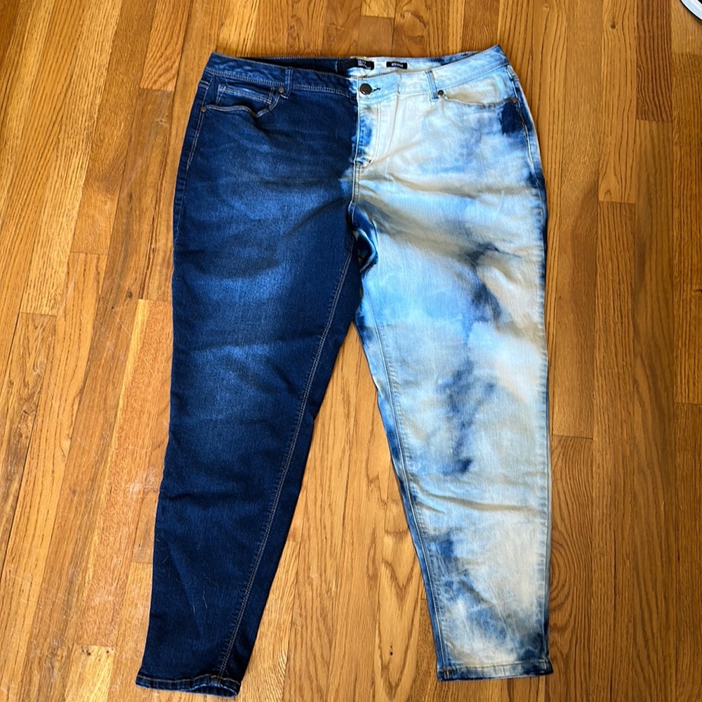Half bleach skinny jeans